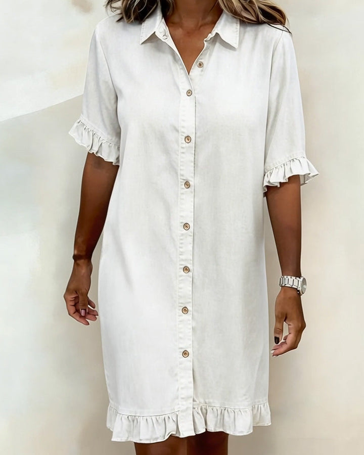 Novaire® | Comfortable denim dress with flattering ruching