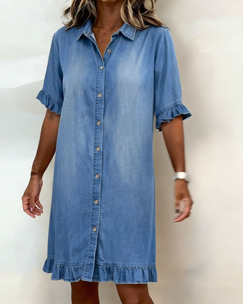 Novaire® | Comfortable denim dress with flattering ruching