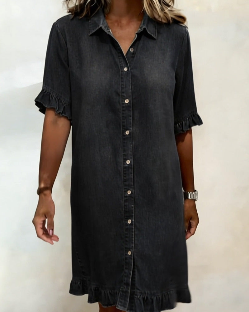 Novaire® | Comfortable denim dress with flattering ruching