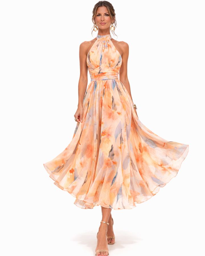 Aurora™ | Collar Dress with Watercolour Print
