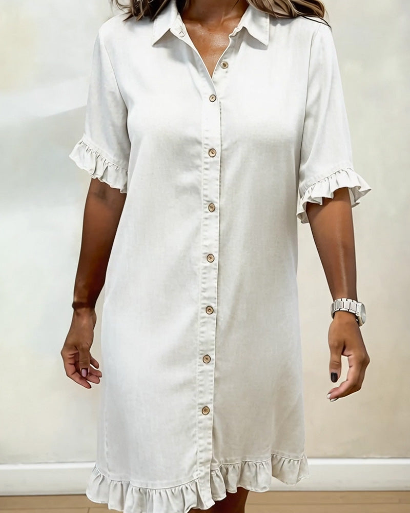 Novaire® | Comfortable denim dress with flattering ruching