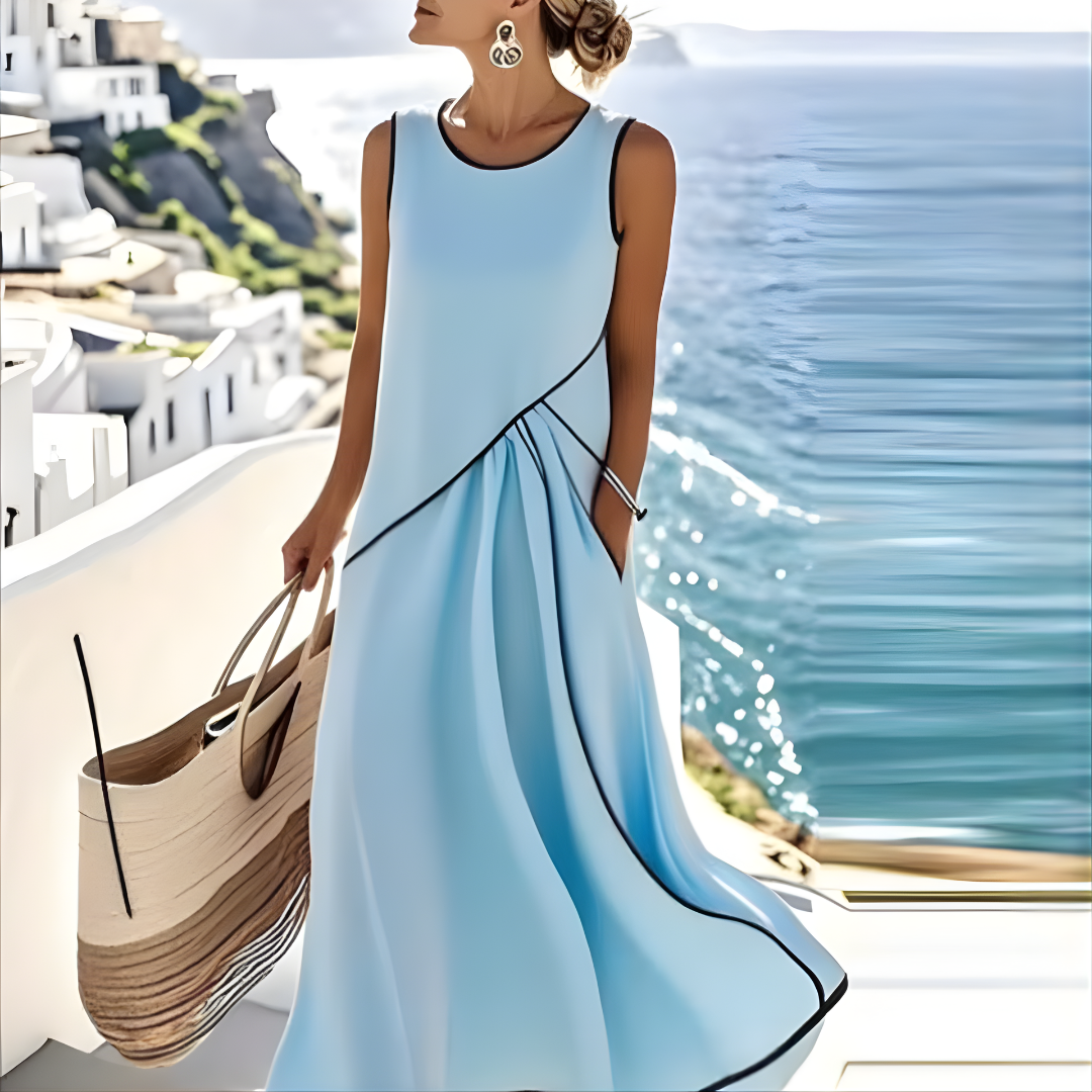 Brenda | Elegant Sleeveless Colourblock Summer Maxi Dress
