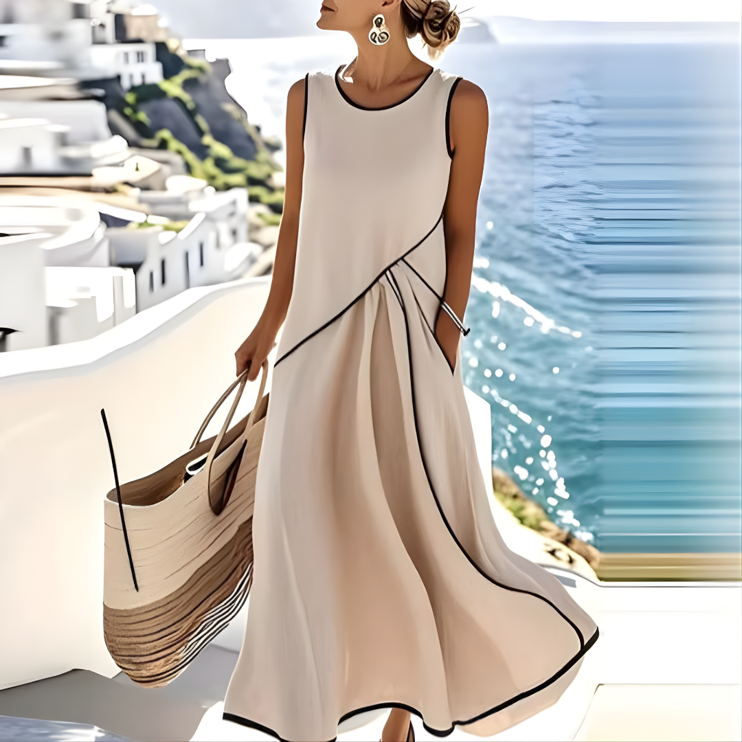 Brenda | Elegant Sleeveless Colourblock Summer Maxi Dress