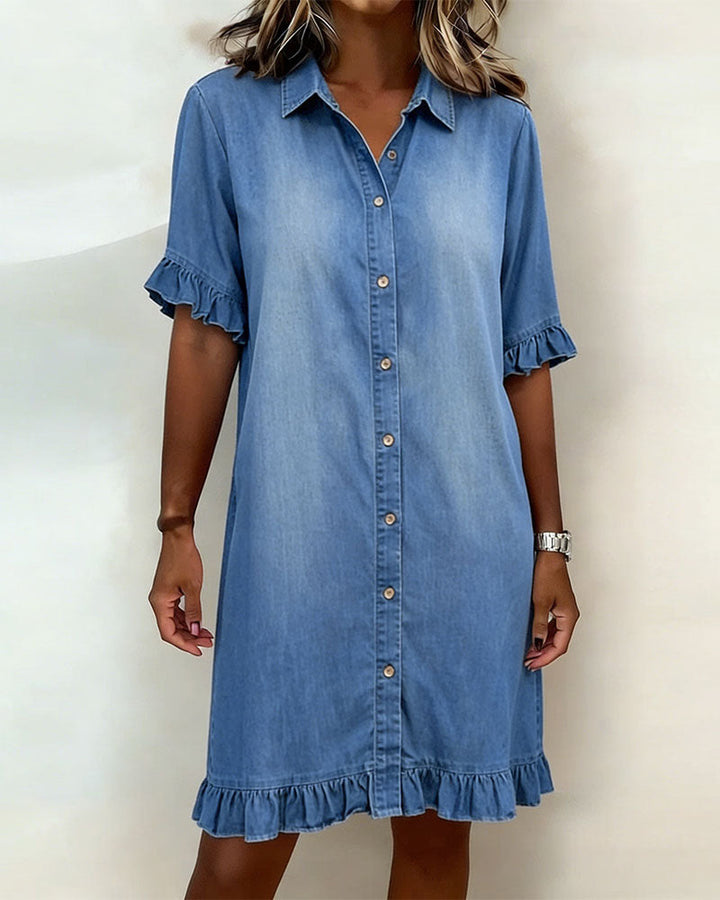 Novaire® | Comfortable denim dress with flattering ruching
