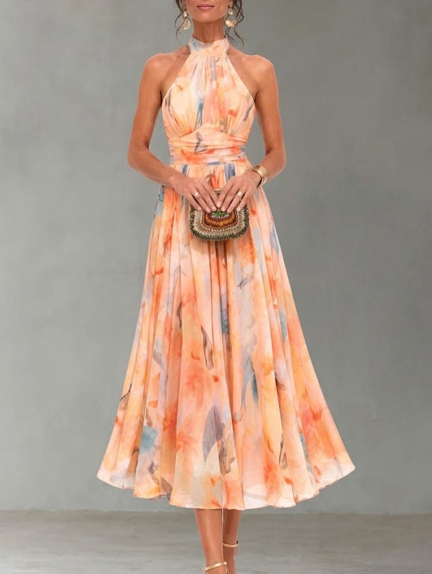 Aurora™ | Collar Dress with Watercolour Print