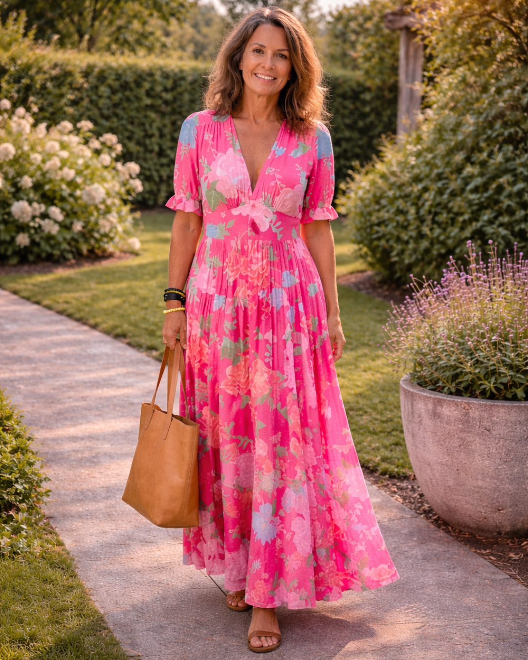 Holly | Short Sleeveless V-Neck Floral Midi Dress