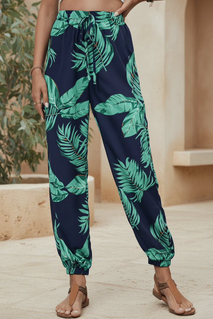 LINDE - LEAF PRINT SUMMER PANTS