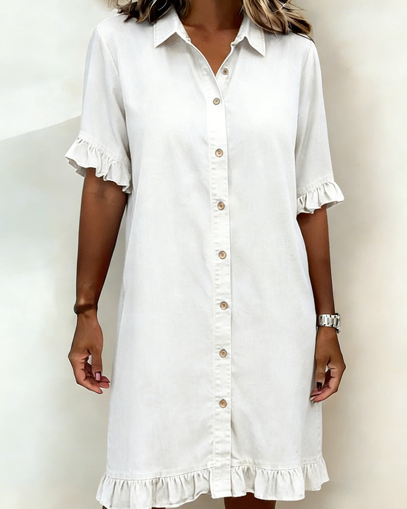 Novaire® | Comfortable denim dress with flattering ruching