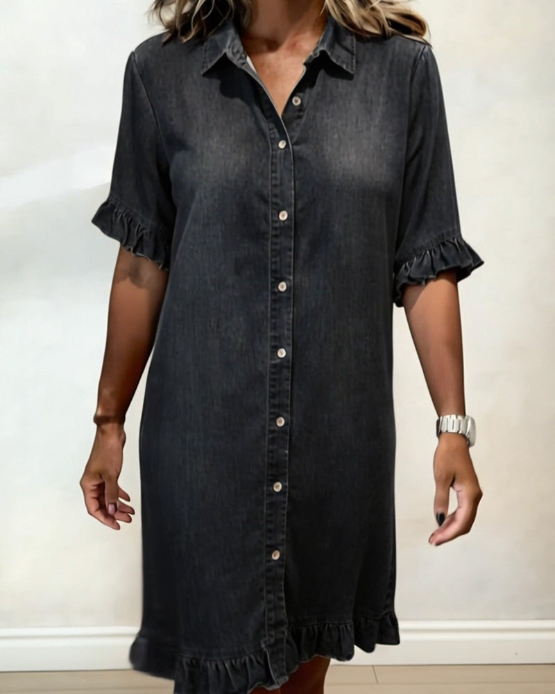 Novaire® | Comfortable denim dress with flattering ruching