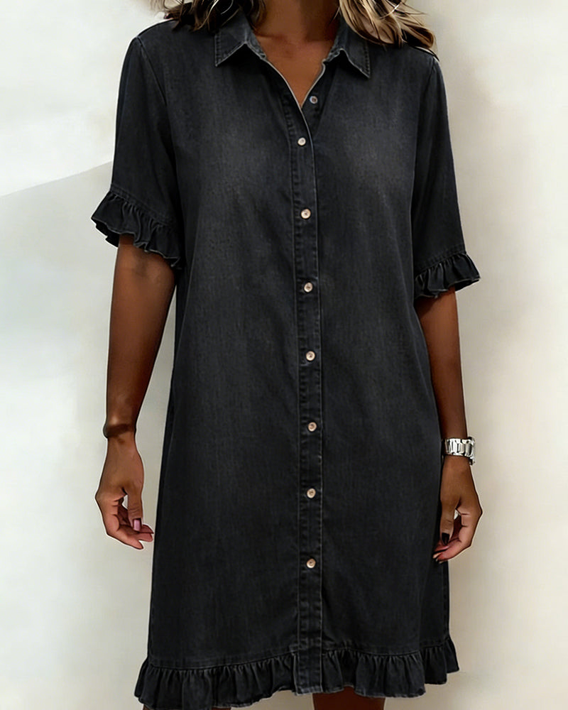 Novaire® | Comfortable denim dress with flattering ruching