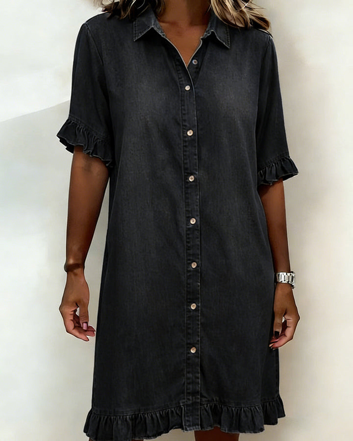 Novaire® | Comfortable denim dress with flattering ruching