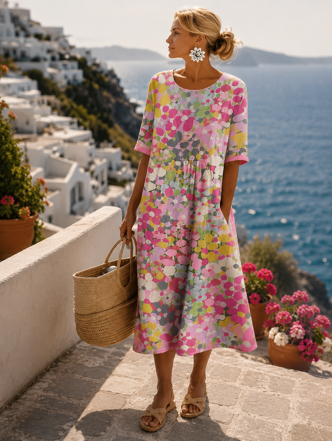 Elena | Light and Flowing Floral Midi Dress