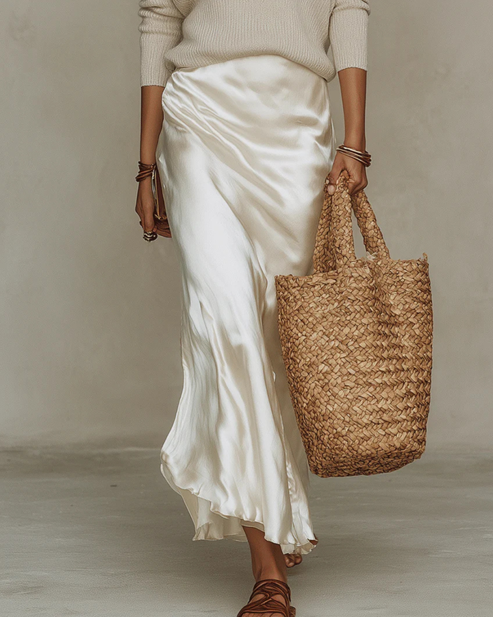 Elena | Satin Midi Dress with Complimentary Sweater