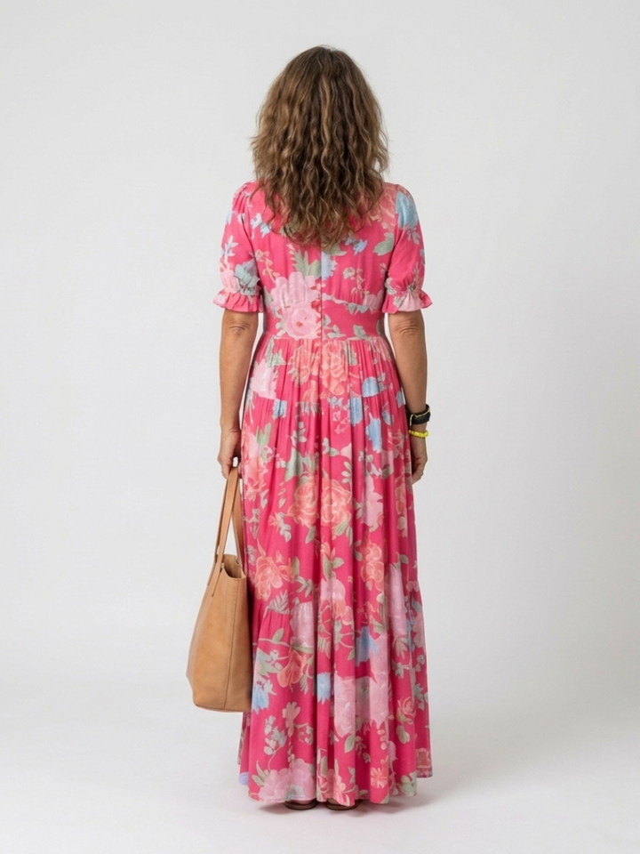 Holly | Short Sleeveless V-Neck Floral Midi Dress