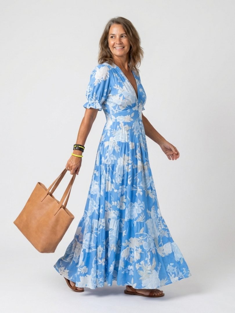 Holly | Short Sleeveless V-Neck Floral Midi Dress