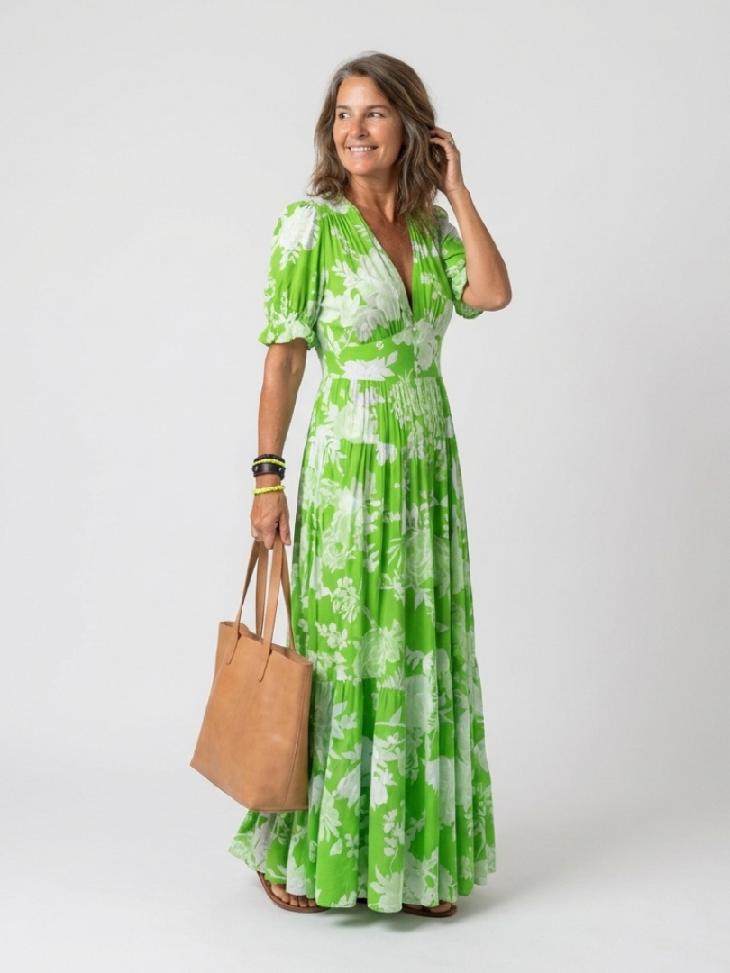 Holly | Short Sleeveless V-Neck Floral Midi Dress