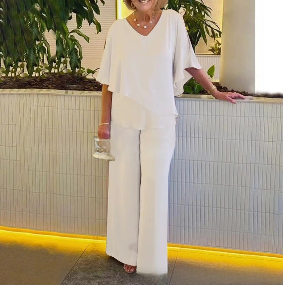 Martha | Elegant Wide Leg Two Piece Set.