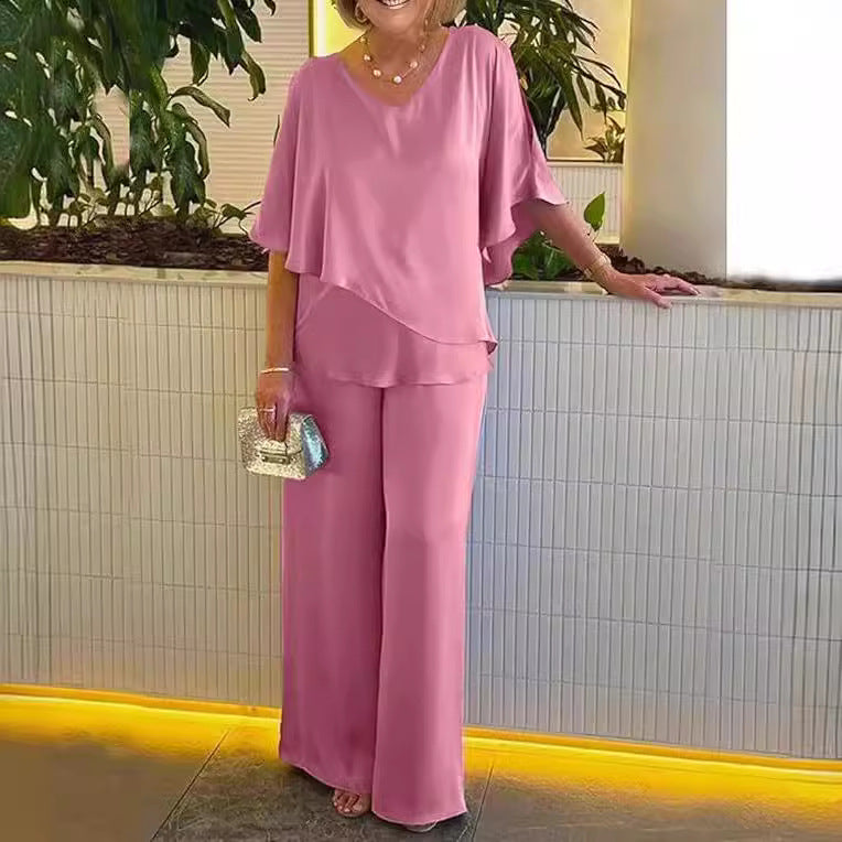 Martha | Elegant Wide Leg Two Piece Set.