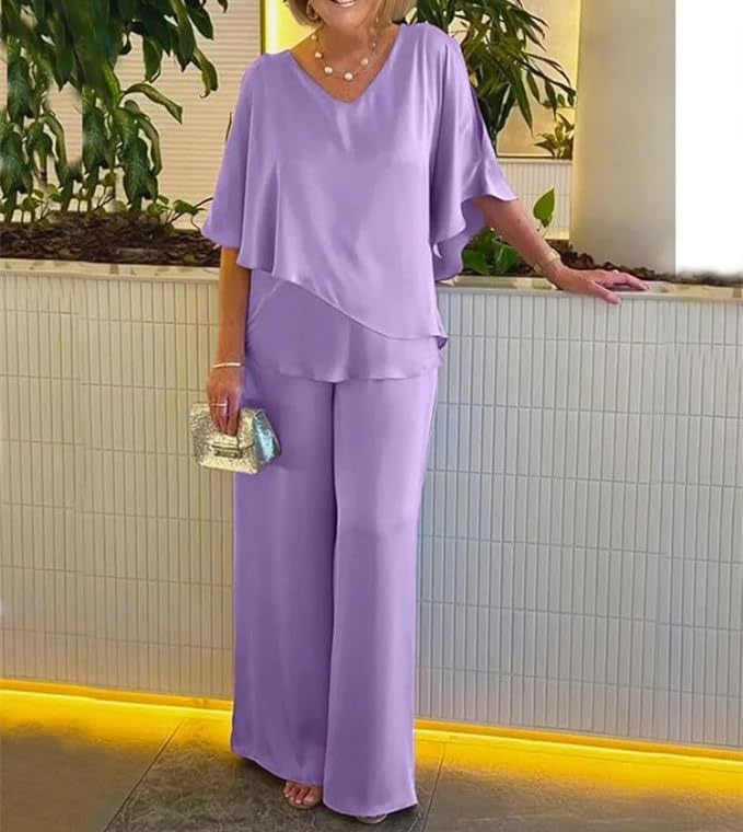Martha | Elegant Wide Leg Two Piece Set.