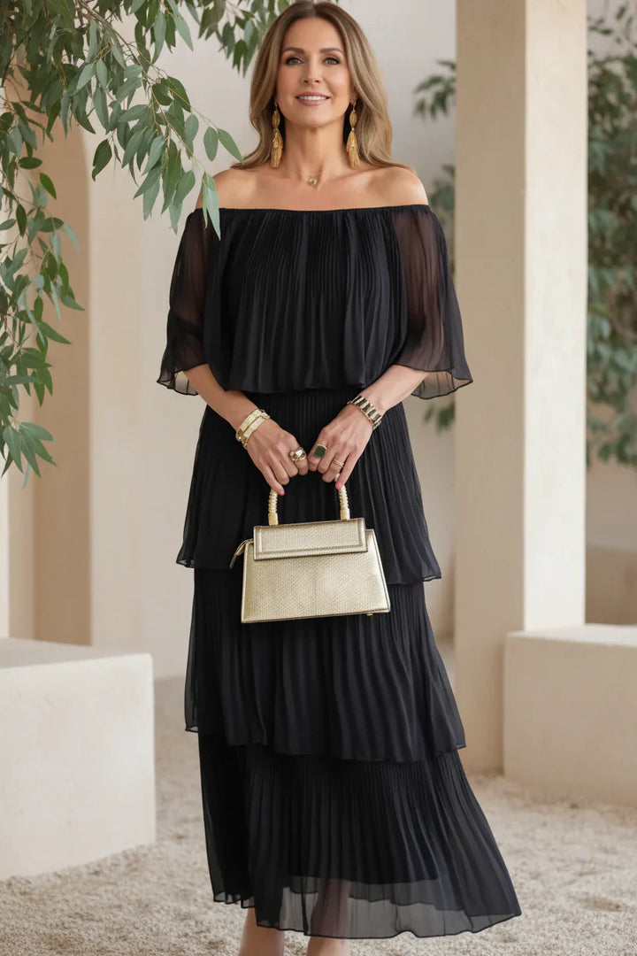 NOIRÉ - PLEATED EVENING GOWN