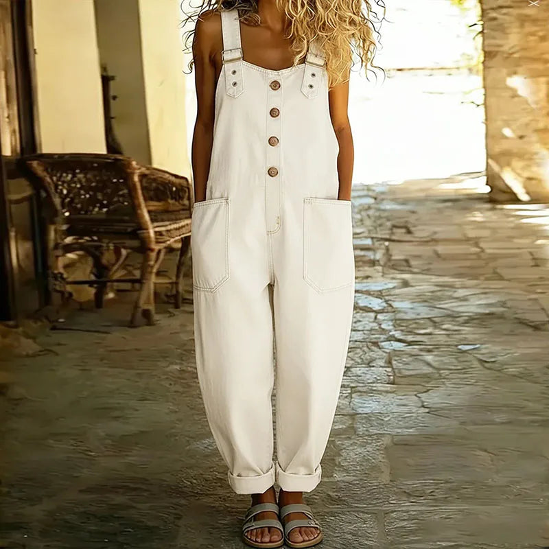 Mae™ | Vintage Cotton Denim Effect Dungarees