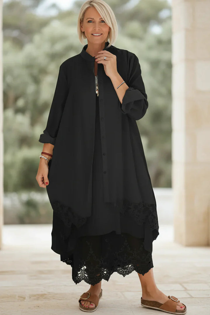 LYRA – LACE TRIM FLOW DRESS