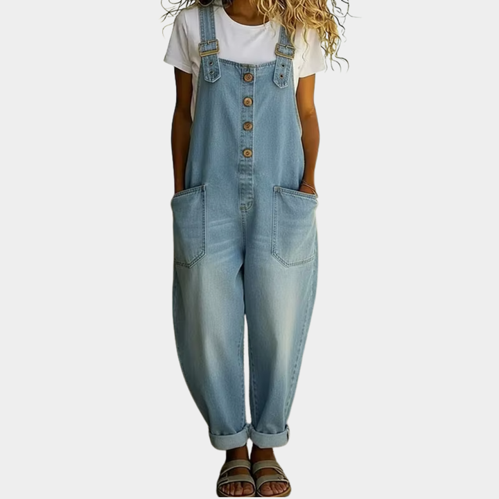 Mae™ | Vintage Cotton Denim Effect Dungarees