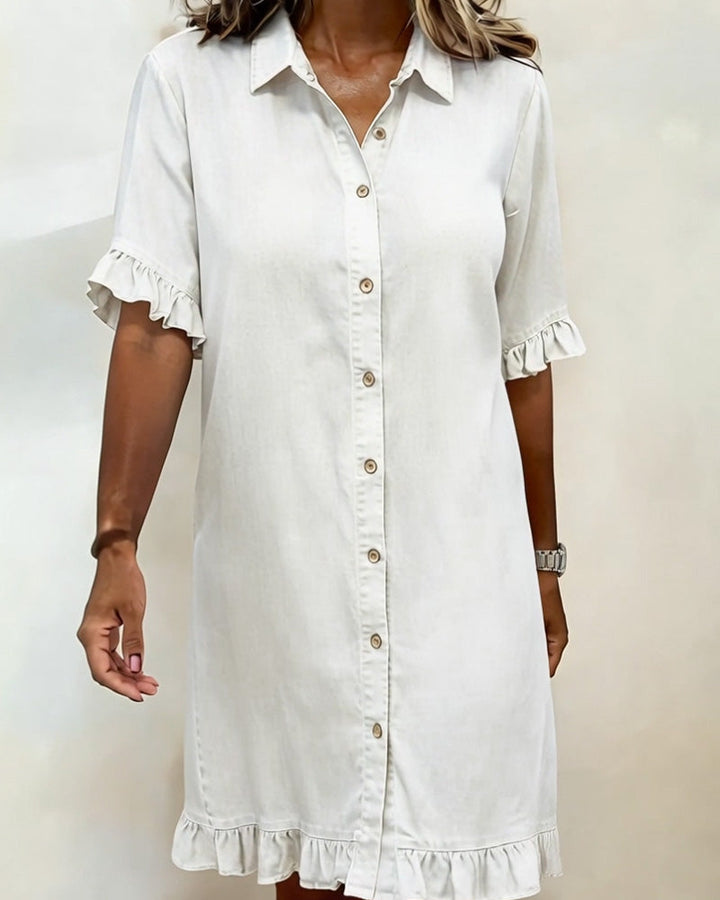 Novaire® | Comfortable denim dress with flattering ruching