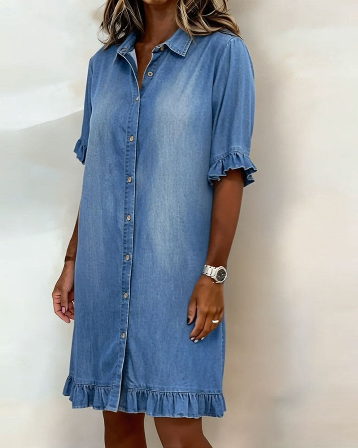Novaire® | Comfortable denim dress with flattering ruching