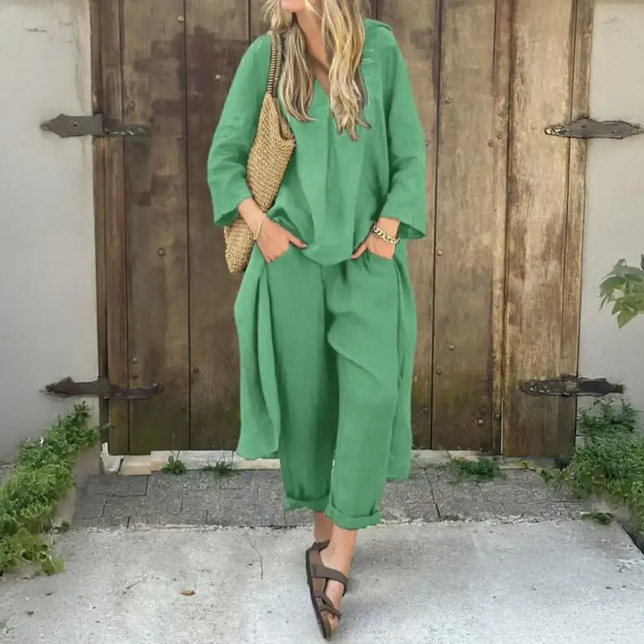 Lucía | Relaxed Long Vest and Wide-Leg Trousers Two-Piece Set